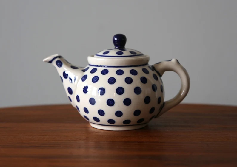 Vintage Polish Mini Teapot Handpainted Ceramic 1.5 Cup Polka Dot Teapot - Etsy | Etsy (US)