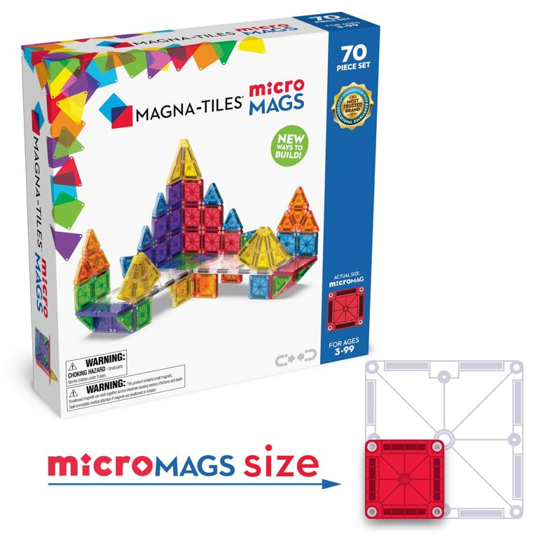 MAGNA-TILES® microMAGS 70-Piece Deluxe Magnetic Construction Set, The ORIGINAL Magnetic Building... | Walmart (US)
