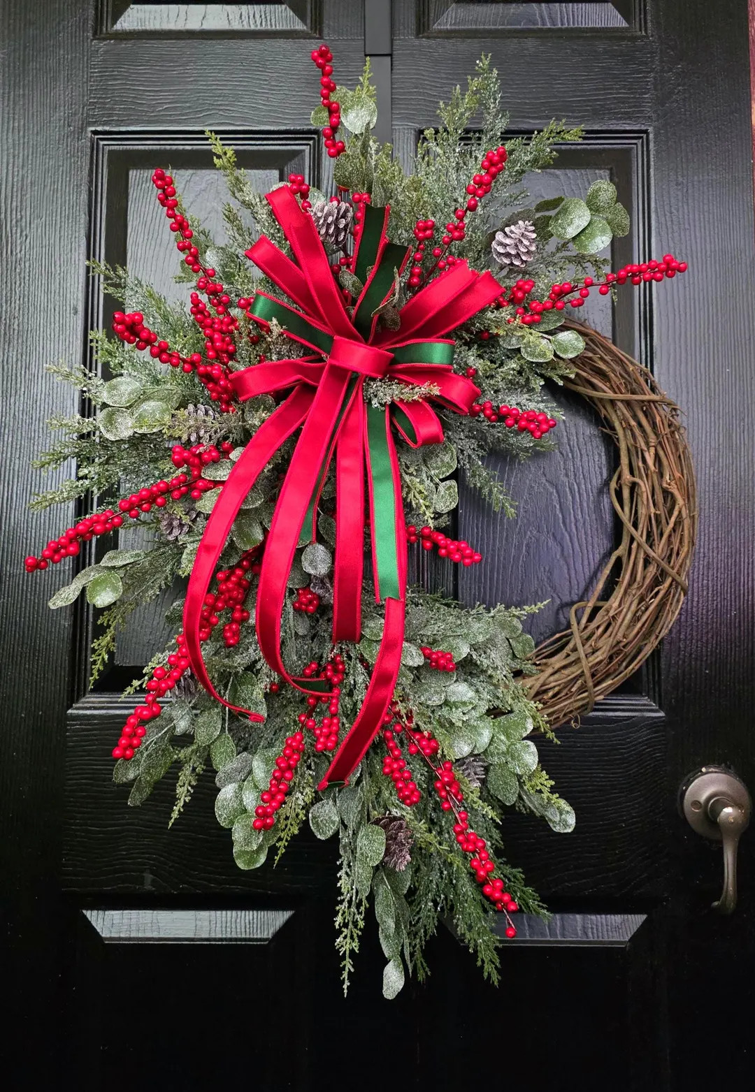 Pine & Cedar Christmas Wreath, Winter Front Door Decor - Etsy | Etsy (US)