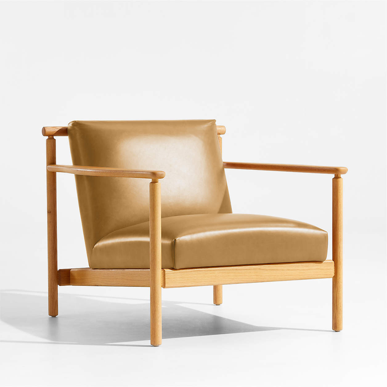 Ojai Leather Wood Frame Accent Chair + Reviews | Crate & Barrel | Crate & Barrel