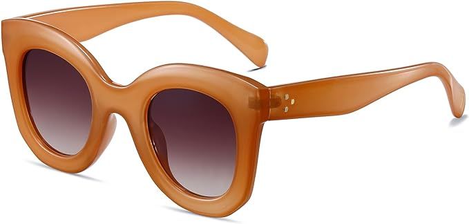 Freckles Mark Thick Fashion Butterfly Sunglasses for Women Trendy Round Cat Eye Sun Glasses | Amazon (US)