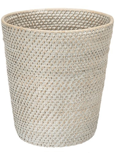 KOUBOO 1030041 Round Rattan White Wash Waste Basket, 10.25" x 10.25" x 11" | Amazon (US)