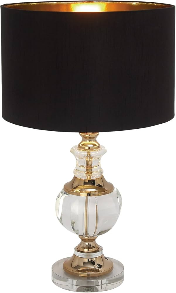 Deco 79 Crystal Room Table Lamp Accent Lamp with Gold Accents, Lamp 14" x 14" x 24", Black | Amazon (US)