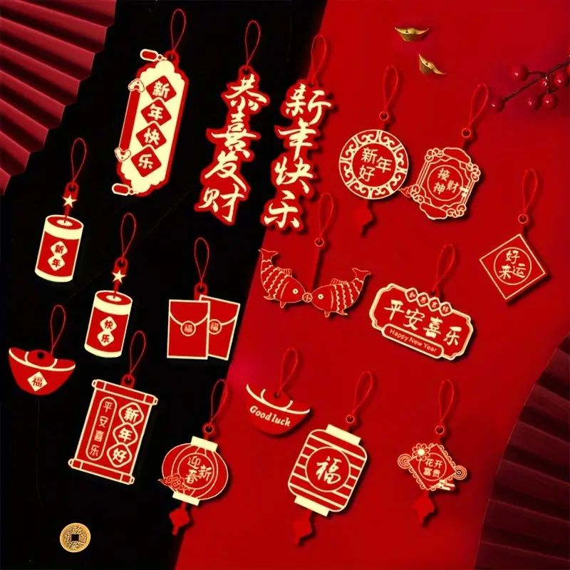 17pcs Chinese New Year Pendants, Bonsai Decor, Window Decor, Home Decor, Chinese Good Luck Gift F... | Temu Affiliate Program