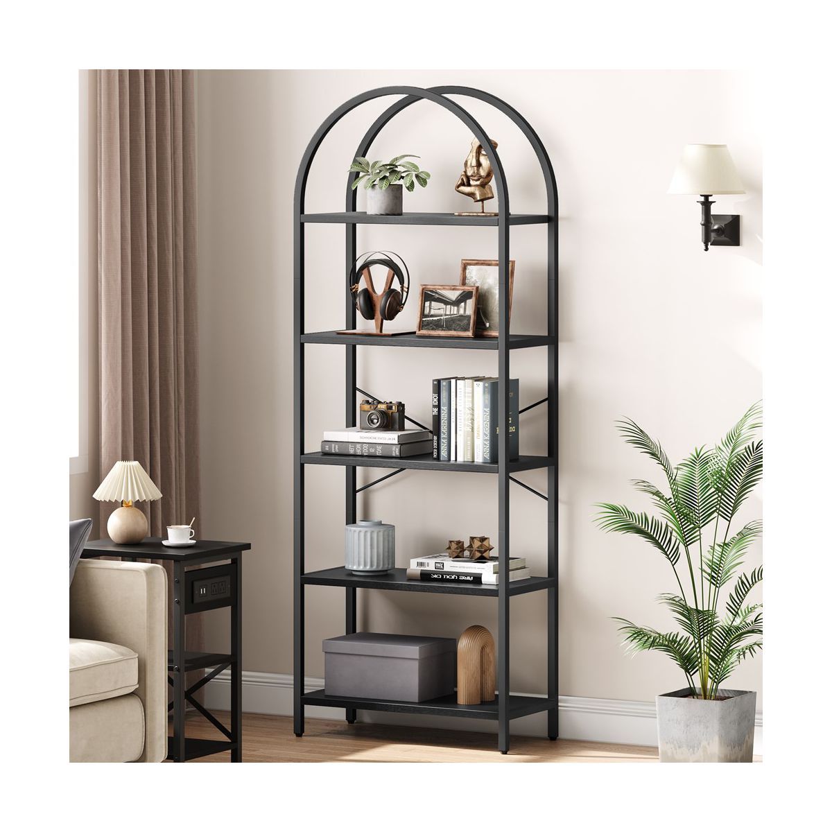 Trinity Arched Bookshelf,5 Tier Metal Frame Bookcase, Modern Bookcases Tall Book Shelf,Open Displ... | Target