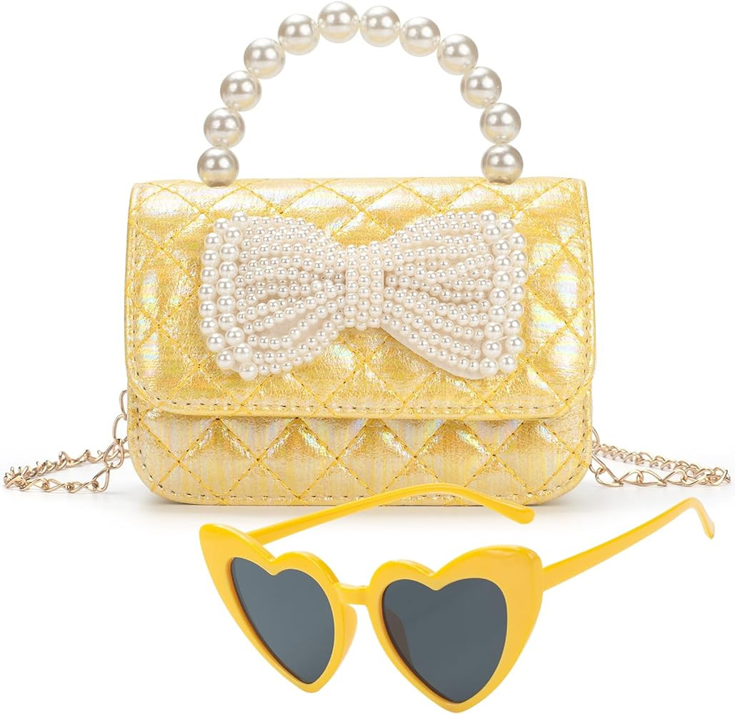 Toddler Crossbody Bag - Bow Purse for Little Girls, Birthday Gift | Amazon (US)