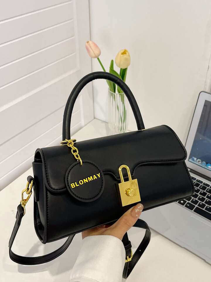 1 Stück Handtasche Metall Verschluss, Dekor, Klappe, mit einstellbar Schulterriemen, | SHEIN