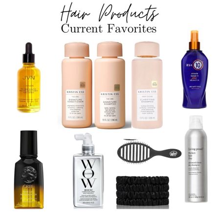Favorite hair products!

Dry shampoo
It’s a 10 miracle leave in conditioner
Oribe hair oil
Wet brush
Silk hair ties
Clarifying shampoo
Scalp oil 


#LTKbeauty