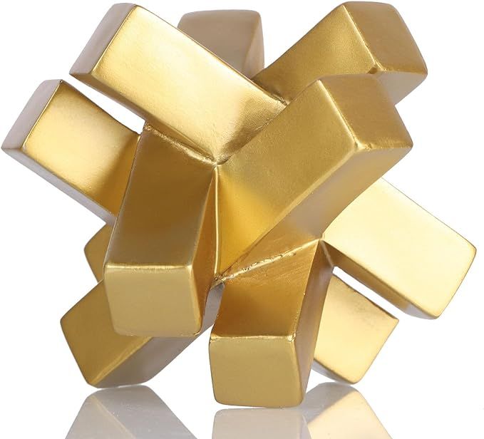 Gold Knot Decor,Modern Geometric Sculpture Gold Knot Statue Decor,Knot Sculpture and Figurines,Go... | Amazon (US)