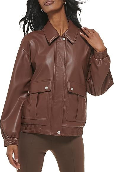 Levi's Women's Faux Leather Lightweight Dad Bomber Jacket | Amazon (US)