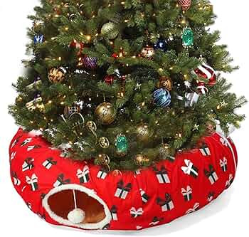 LUCKITTY Cat Tunnel Bed Under Christmas Tree 3FT x 3FT x 9.8IN - Decorative Christmas Style with ... | Amazon (US)