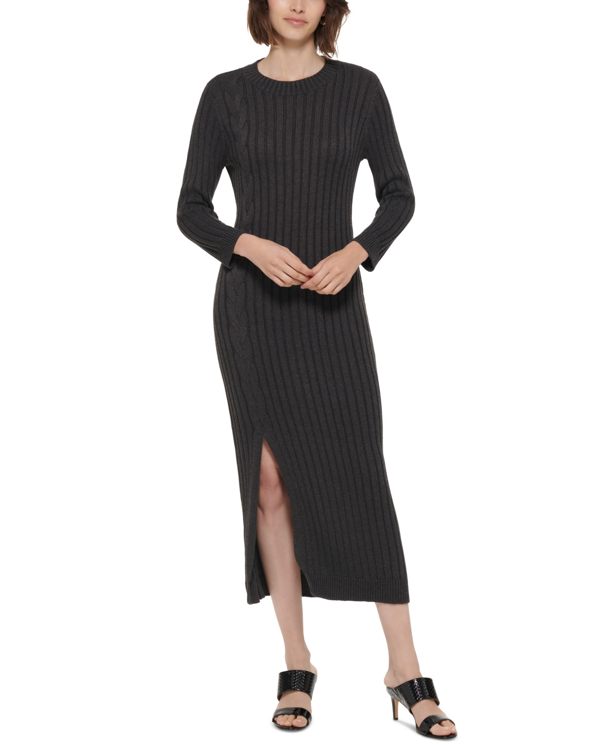 Calvin Klein Ribbed-Knit Midi Sweater Dress | Macys (US)