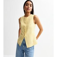 Women's Light Yellow Crew Neck Linen Blend Waistcoat New Look | New Look (UK)