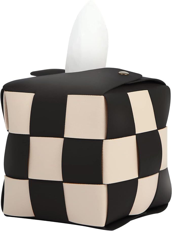Anhixuse Tissue Box Cover, Tissue Box Holder Square, Modern PU Leather , Stylish Checkerboard Tis... | Amazon (US)