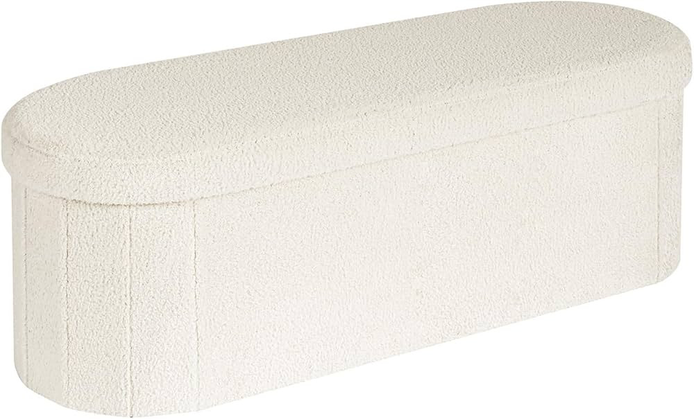 B FSOBEIIALEO Ottoman with Storage for Living Room, Sherpa Folding Storage Ottoman Foot Rest, 43.... | Amazon (US)