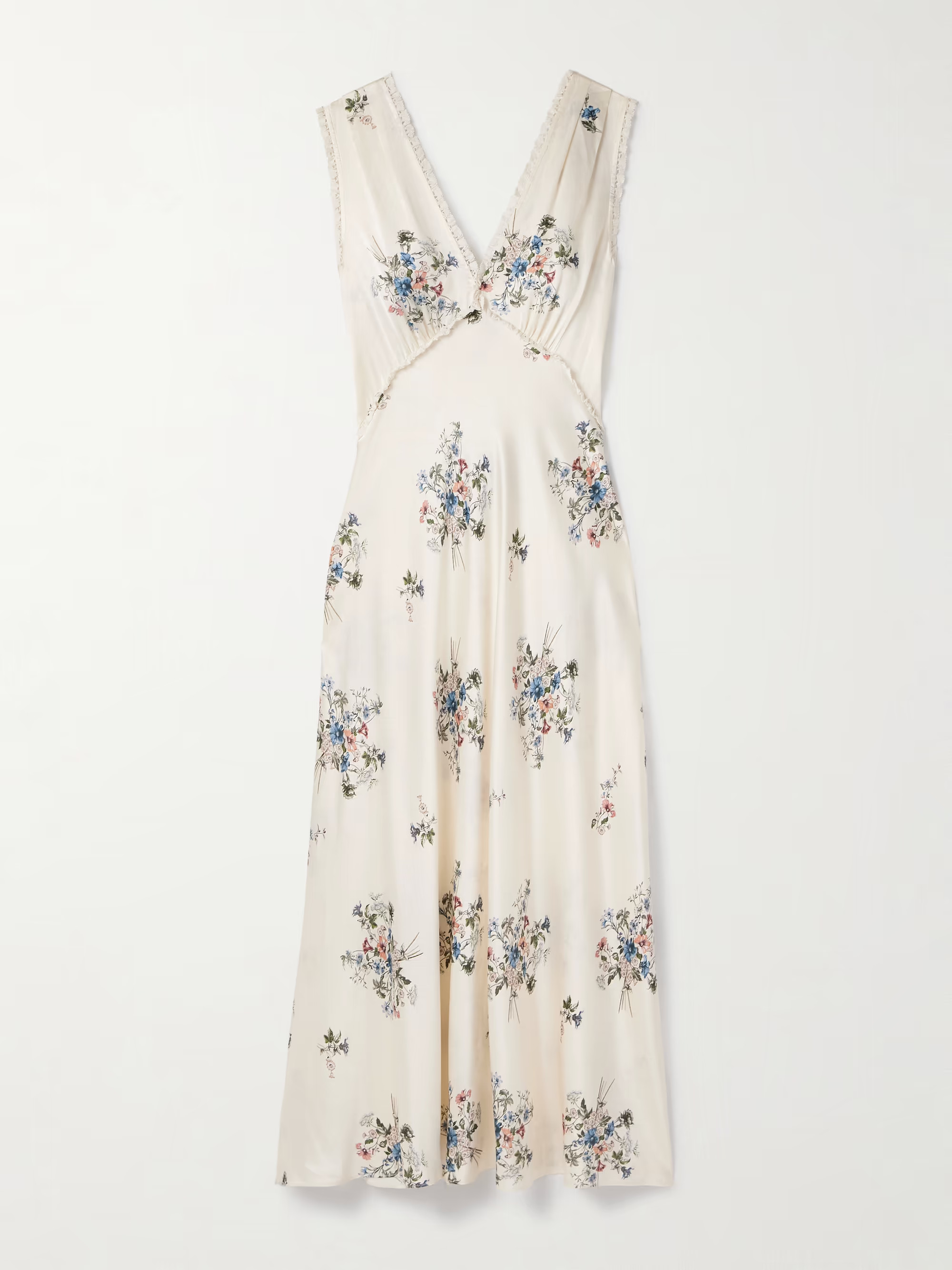 Tahlia lace-trimmed floral-print silk-charmeuse midi dress | NET-A-PORTER APAC