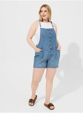 5 Inch Lightweight Denim Shortall | Torrid (US & Canada)