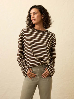 Sunwashed Long-Sleeve Retro Tee - Sand Drift Stripe | Faherty