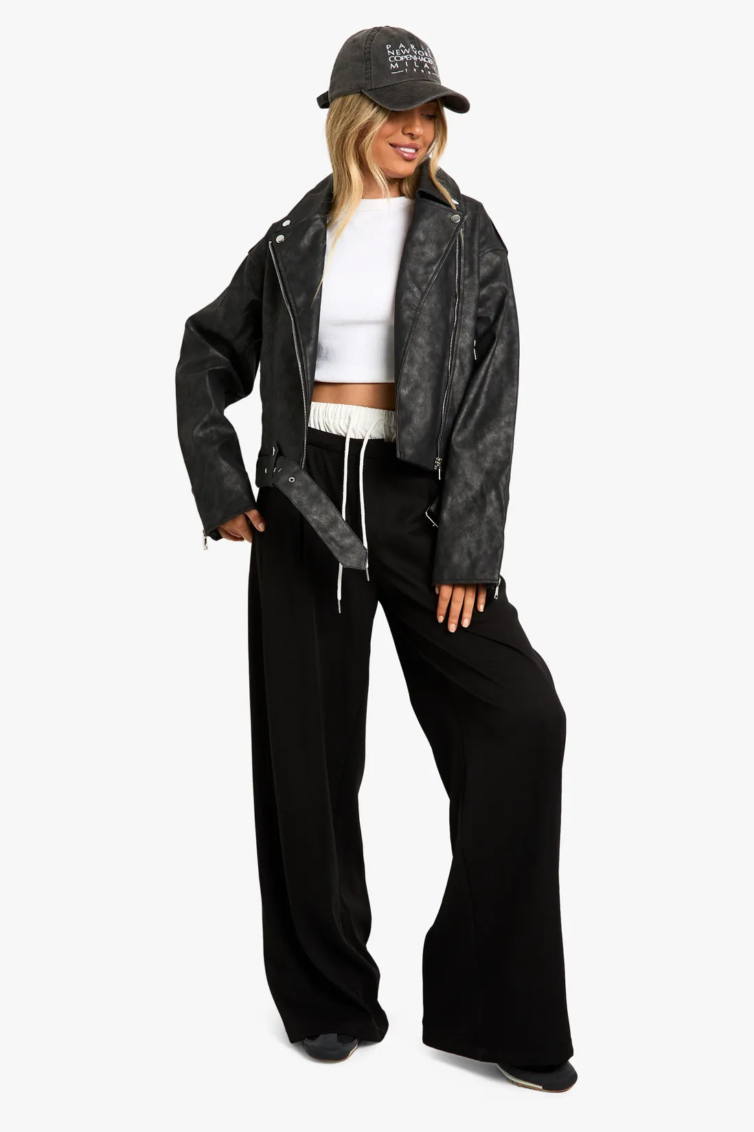 Vintage Look Faux Leather Biker Jacket | boohoo (US & Canada)