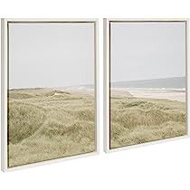 Kate and Laurel Sylvie Peaceful and Serene Coastal Landscape Left and Right Framed Canvas Wall Ar... | Amazon (US)