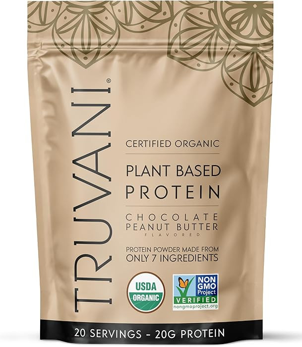 Truvani Dairy Free Protein Powder | Chocolate Peanut Butter | 20g Organic Plant Based Pea Protein... | Amazon (US)