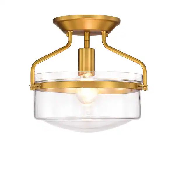 Merwin 1-Light Matte Black Semi-Flush Ceiling Lamp - Brass | Bed Bath & Beyond
