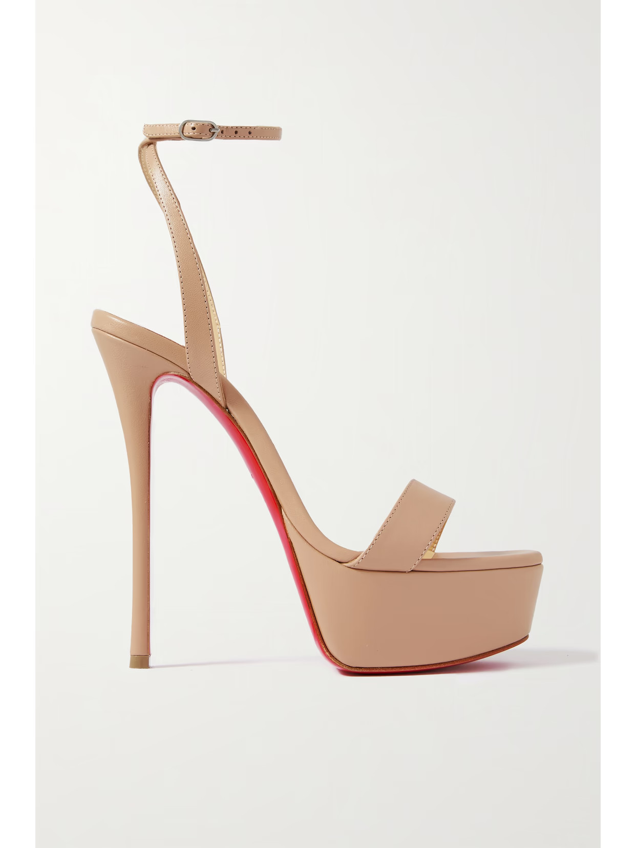 Christian Louboutin - Loubi Queen Alta 150 Leather Platform Pumps - Neutrals | NET-A-PORTER (US)