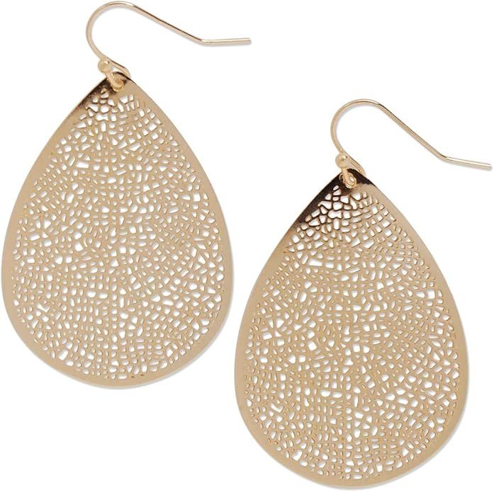 Humble Chic Teardrop Dangle Earrings for Women - Gold, Rose, or Silver Tone Delicate Filigree Sta... | Amazon (US)