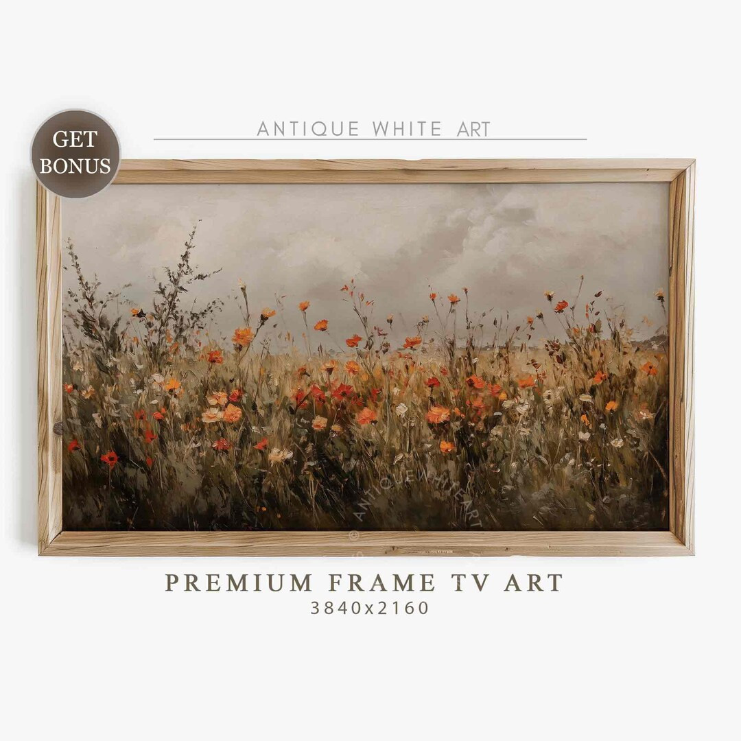 Fall Wildflowers Moody Frame TV Art, Fall Landscape Painting for TV, Botanical Fall Screensaver W... | Etsy (US)