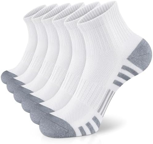 Airacker Athletic Quarter Socks with Cushion Running Ankle Socks for Men Women 6 Pairs | Amazon (US)