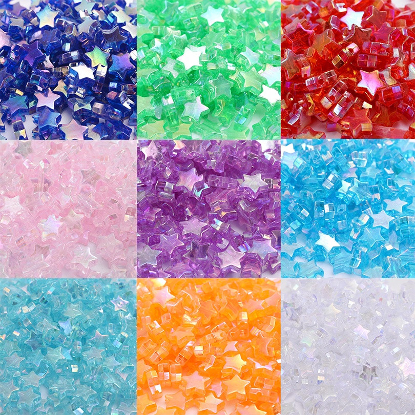 100 Pcs 10mm Chapeamento AB Cor Estrela Beads Brilhante Soltos Spacer Acrílico Para Fazer Jóias... | Shopee (BR)
