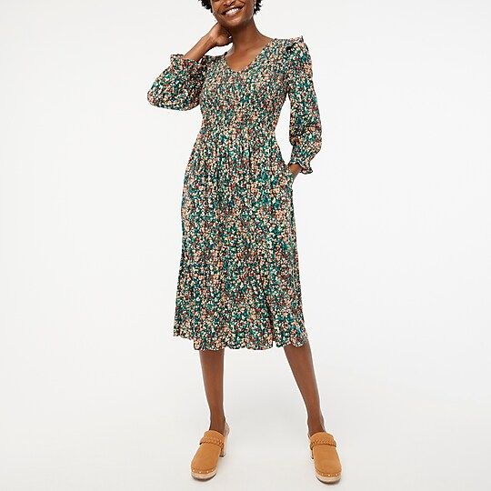 V-neck smocked midi dress | J.Crew Factory