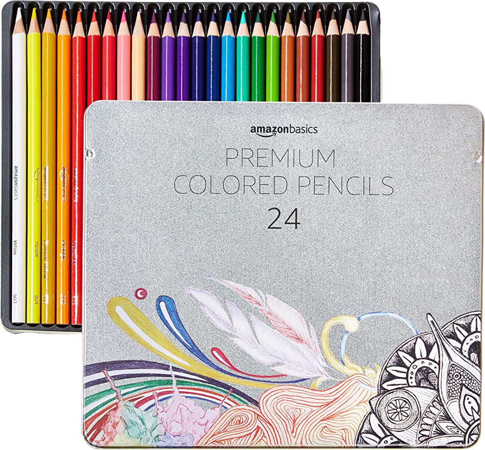 Amazon Basics Premium Colored Pencils, Soft Core, 24 Count (Pack of 1) | Amazon (US)