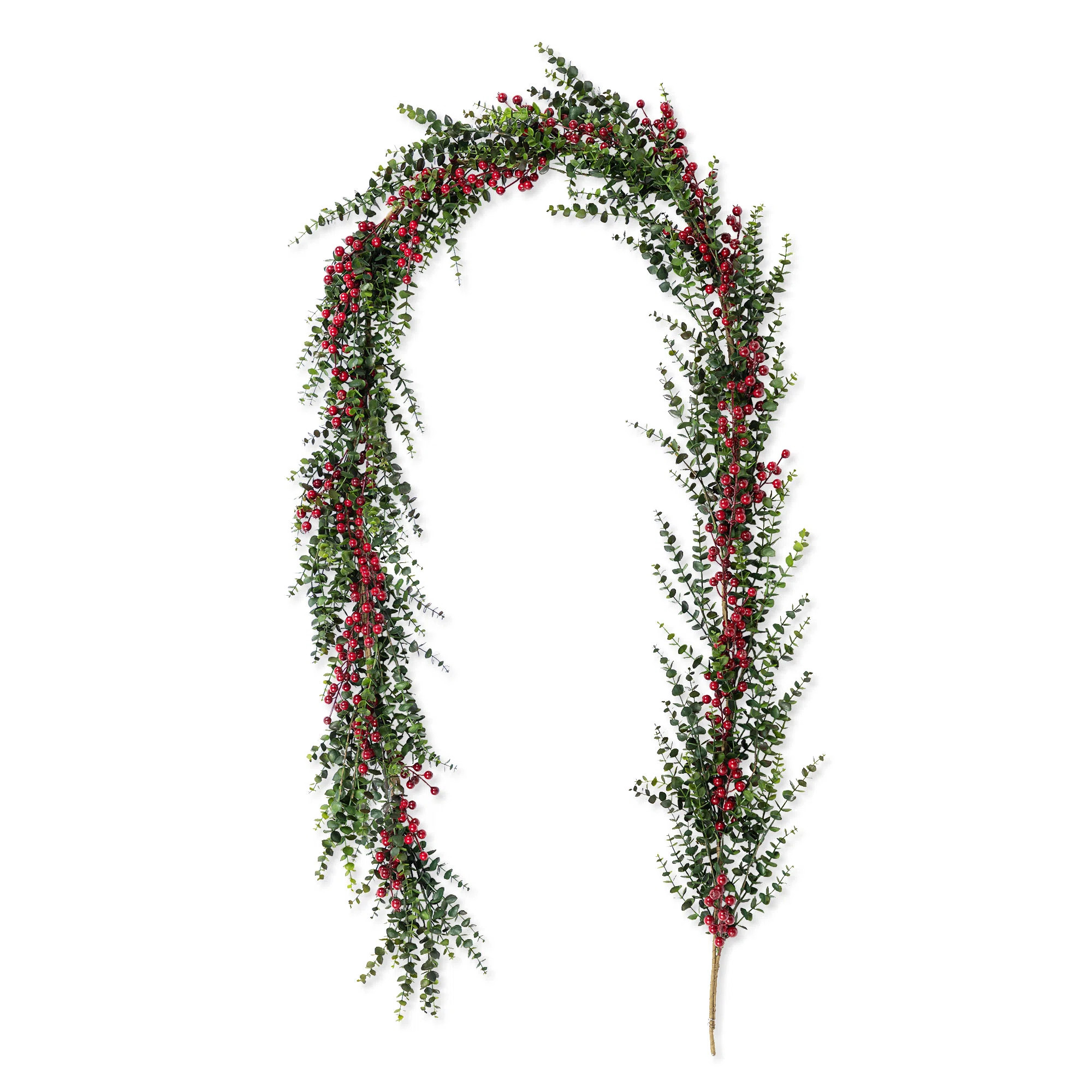 The Holiday Aisle® Leyon 9Ft Christmas Greenery PE Dripping Eucalyptus Garland with Red Berries ... | Wayfair North America