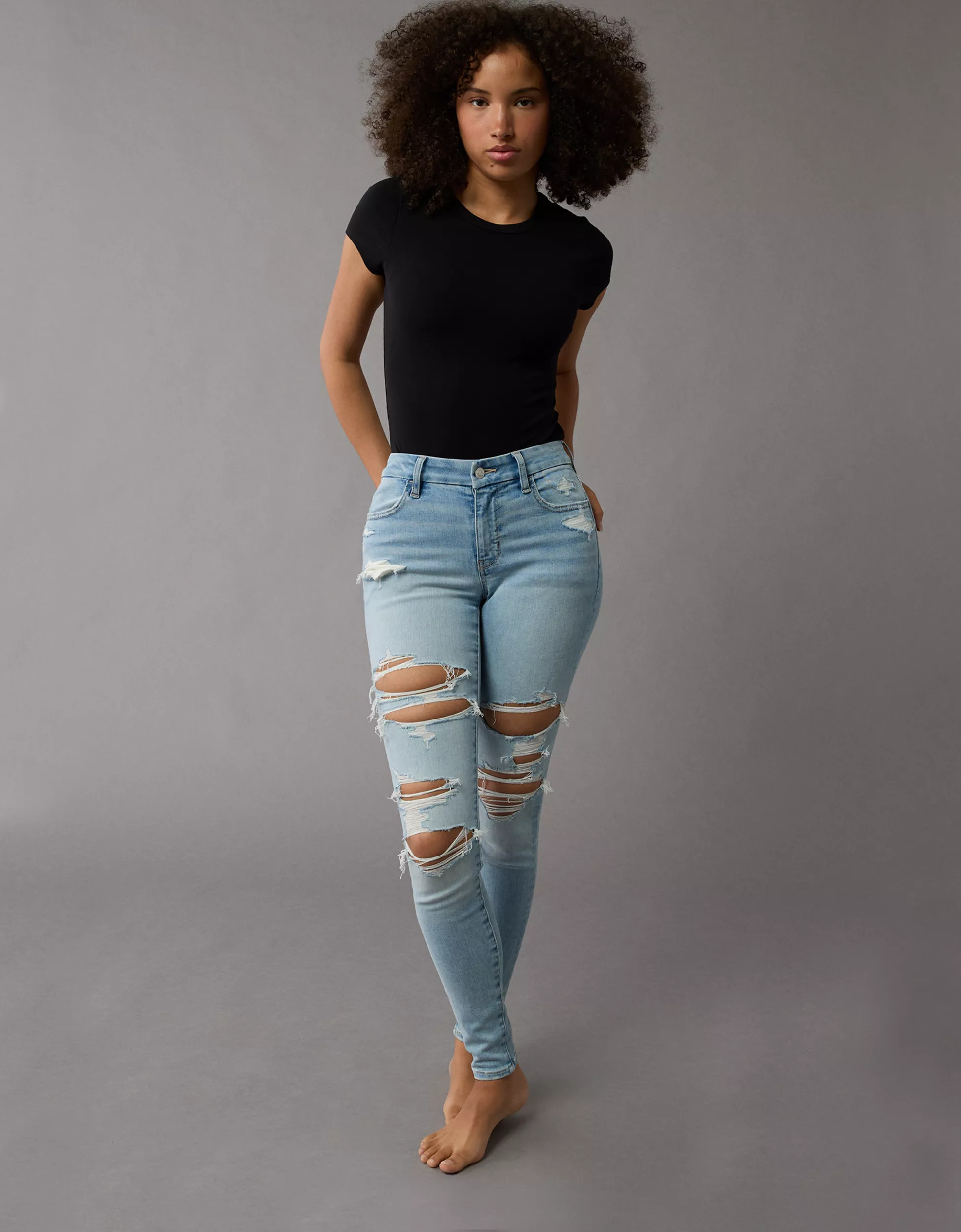 AE Next Level Curvy High-Waisted Ripped Jegging | American Eagle Outfitters (US & CA)