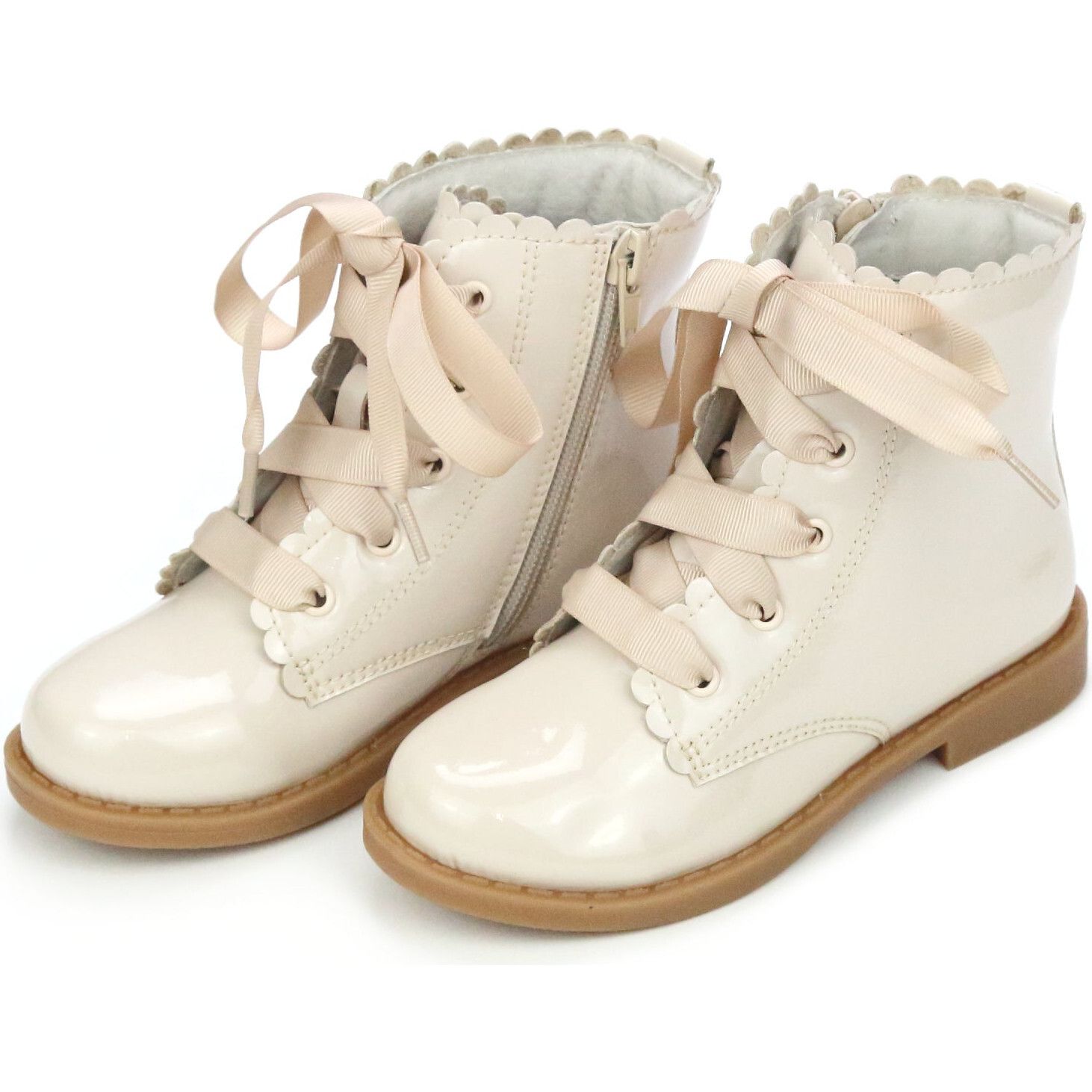 Josephine Scallop Boot,  Cream | Maisonette