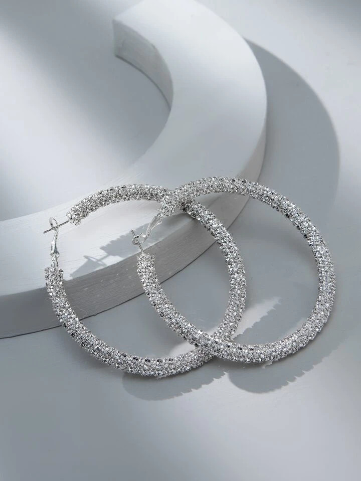 Rhinestone Decor Hoop Earrings | SHEIN