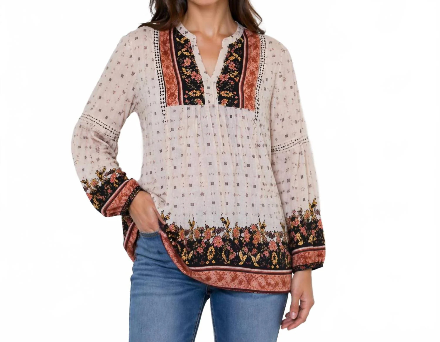 Boho Patterned Tunic In Multi | Shop Simon