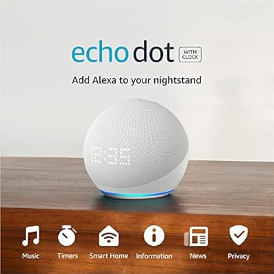 Echo Dot (5th Gen, 2022 release) with clock | Smart speaker with clock and Alexa | Glacier White | Amazon (US)