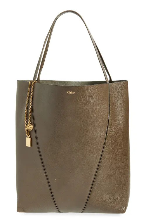 Chloé Large Spin Leather Tote in Flannel Grey at Nordstrom | Nordstrom