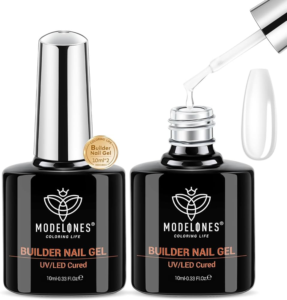 modelones Builder Nail Gel, 2 Pcs Clear Gel Builder for Nail Thickening, Nail Strengthener Apex B... | Amazon (US)