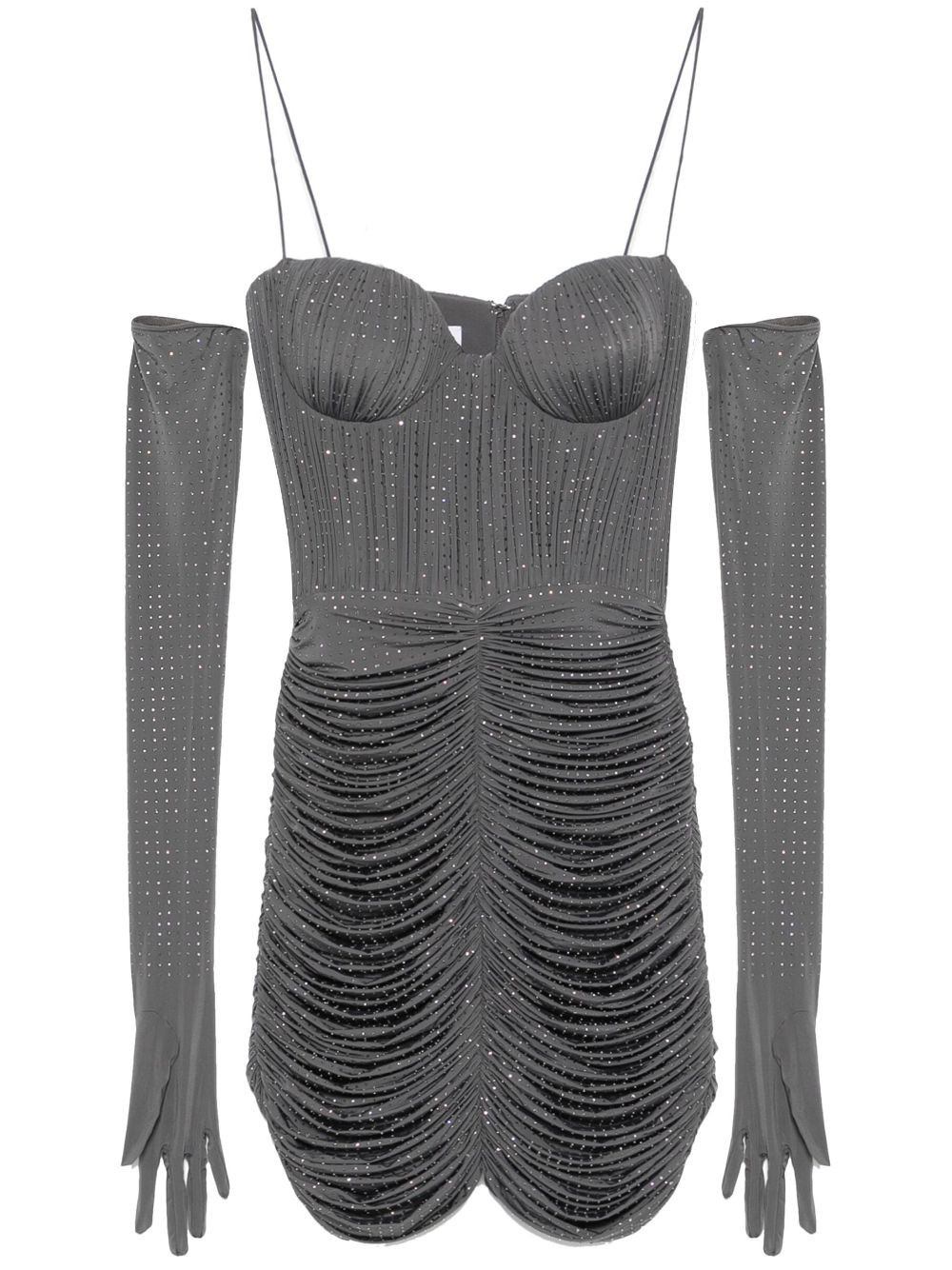 Alex Perry crystal ruched mini dress - Grey | Farfetch Global