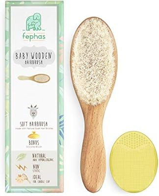 Wooden Baby Goat Hair Brush| Eco Friendly Hairbrush for Newborn and Toddler Girl/Boy Features Org... | Amazon (US)