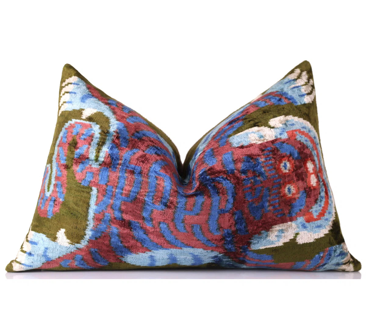 Handmade Silk Velvet Tiger Pillow – 16X24" Luxury Ikat Accent | Wayfair North America