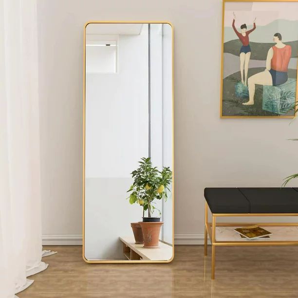 GLSLAND Full Length Mirror 22" x 65" Rounded Floor Mirror Standing Hanging or Leaning Against Wal... | Walmart (US)