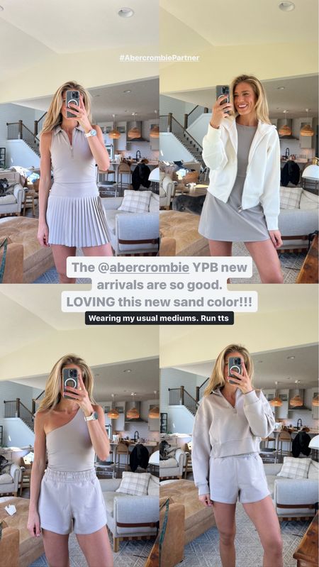 @abercrombie YPB spring new arrivals. Love this pleated skort and polo active top! The jackets and pullovers are so good too. Super soft and good quality material. The one shoulder top stays up for me when running. Every top is padded. Wearing my usual mediums in everything 

#LTKfitness