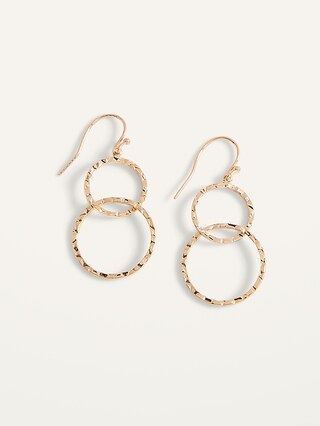 Gold-Toned Hammered Double Drop Hoop Earrings for Women | Old Navy (US)