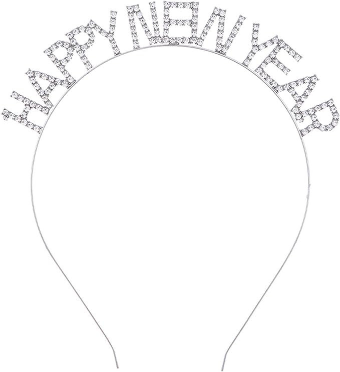 Apone Fatu Happy New Year Headband Tiara New Year Eve Women's Sparkly Rhinestone New Year Tiara H... | Amazon (US)