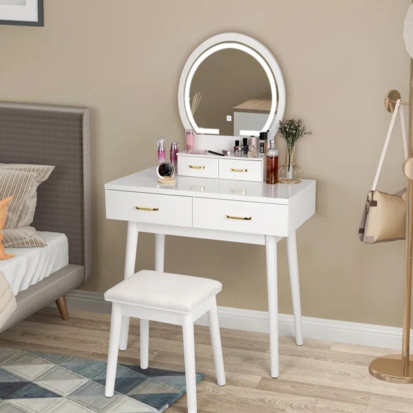 Ami Vanity Set with Stool and Mirror | Wayfair North America
