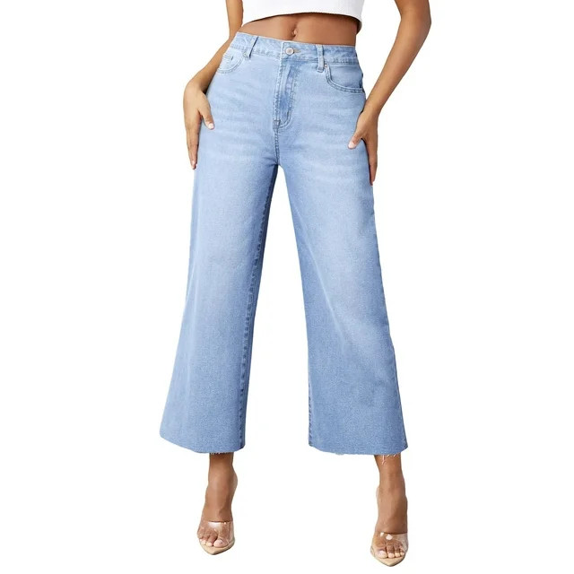 Dokotoo Women's Wide Leg Jeans High Rise Loose Casual Classic Fit Jean Trousers Vintage Wide-leg ... | Walmart (US)